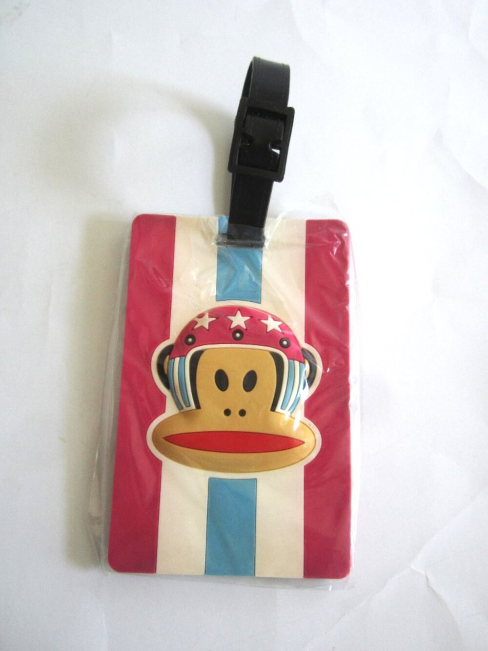 Paul Frank Julius Monkey Football Helmet White Star Pink Stripe Luggage Tag